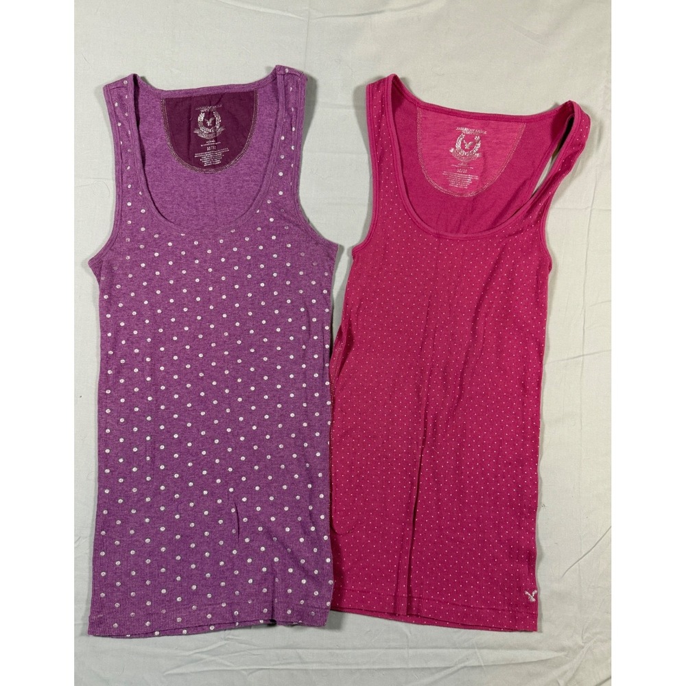 American Eagle Outfitters Tank Top Set of 2 Women's M Ribbed Scoop Y2K Basics